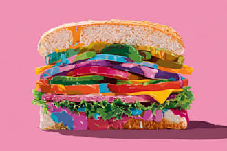 create vibrant custom food pop art illustration for your