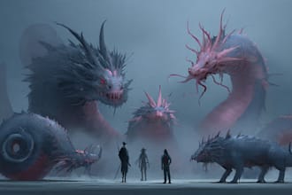 draw concept art for characters, dragons and monsters