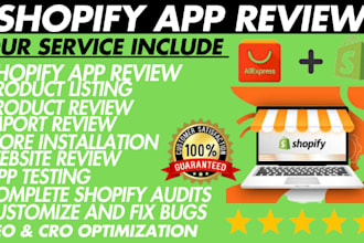 do shopify app review website audit product review usa app installation qa test
