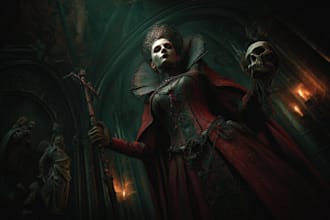 draw black and white dark horror fantasy art
