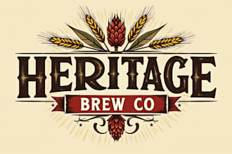 design eye catch heritage brew co logo very fast with super color