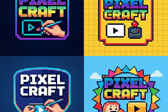do pixel art logo for your business youtube brand or anything