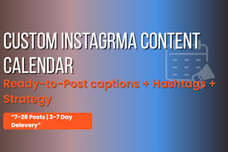 create a 1 week instagram content calendar with captions and hashtags