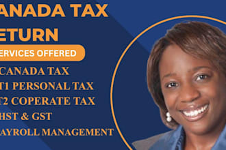 handle canadian tax filing, canadian corporate tax return t2 and personal tax t1