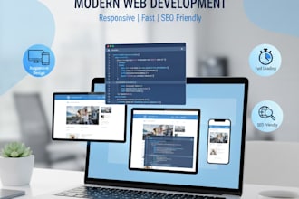 design a modern responsive website in HTML CSS js PHP