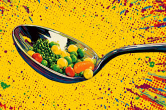 create vibrant pop art illustrations of food and drinks