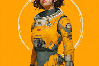 make a sci fi character or sci fi illsutration for you