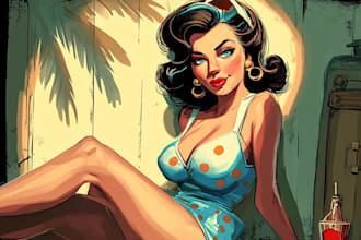 create a stunning vintage pin up girl illustration
