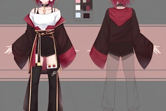 design character reference sheet for your oc fanart vtuber