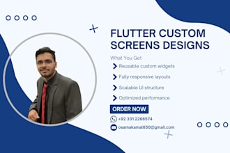 design modern responsive flutter UI and custom app screens