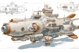 draw high quality spaceship concept