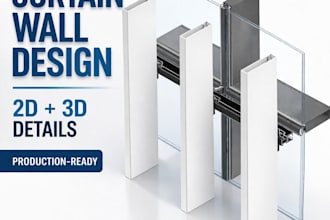 create stick curtain wall shop drawings and 3d facade model