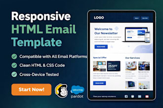 create responsive HTML email template for mailchimp, pardot or any esp
