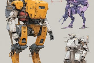 design sci fi mecha and robot concept art