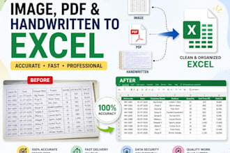 convert image to excel, PDF to excel, and microsoft excel data entry