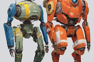 design sci fi mecha and robot concept art