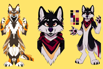 draw furry reference sheet for fursona or oc and furry ref sheet