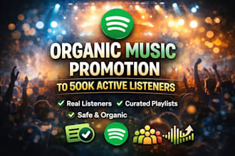 do organic music promotion to 500k active listners