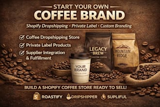 build a shopify coffee dropshipping store with private label branding