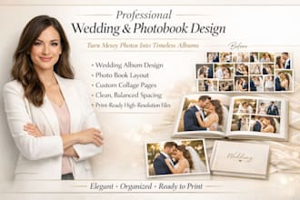 design photo book, messy wedding album photobook, photo collage layout design