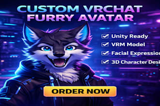 create custom vrchat furry avatar with facial expressions unity vrm 3d model