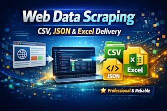 scrape website data and deliver in excel csv or json file