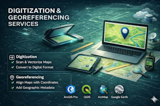provide precision map digitization services using gis arcgis qgis google earth