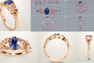 create 3d jewelry cad model engagement wedding ring design stl file ring render