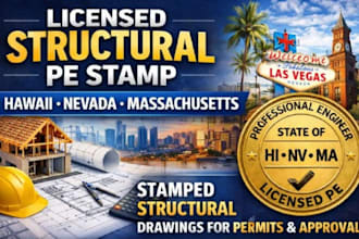 licensed engineer structural pe stamp for hawail nevada massachusetts