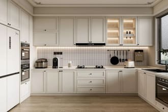 design realistic 3d residential kitchen interior and layout