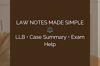 provide easy law notes and case summaries for llb students