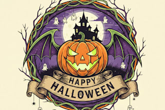 design a spooky and eye catching halloween logo for your brand