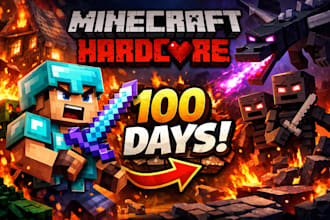design minecraft hardcore thumbnails art, that boost clicks and views