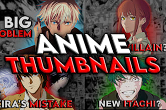 design viral anime youtube thumbnails for your channel