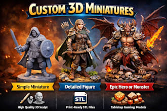 do custom 3d miniatures for dnd and tabletop printing