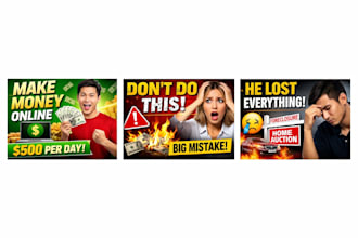 design professional clickable youtube thumbnails fast