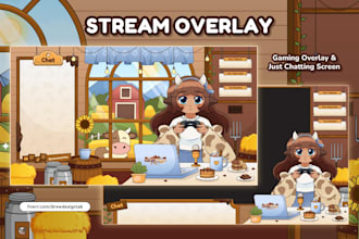 design cute vtuber stream overlay for twitch and youtube