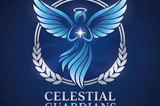 design a striking and elegant blue angel logo for your brand