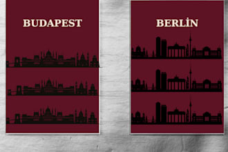 design modern minimalist city wall art poster printable