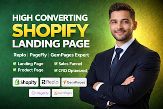 design high converting shopify landing page using replo pagefly or gempag