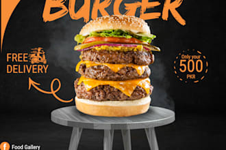 design viral food or burger poster in 2 hours