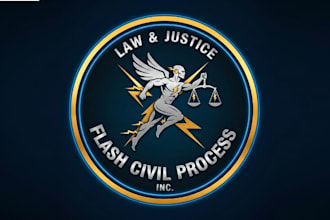 draw super law firm justice logo for flash civil process inc
