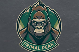 create powerful mountain gorilla logo for your brand