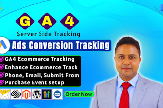 setup ga4 ecommerce tracking, ads conversion tracking via GTM