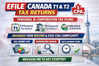 efile canada t1 t2 tax return and corporation tax filing as CPA