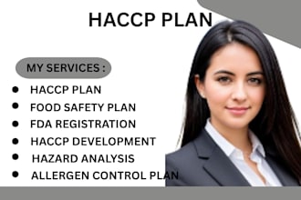 make customized haccp plan,food safety,gmp, fda, documentation for your business