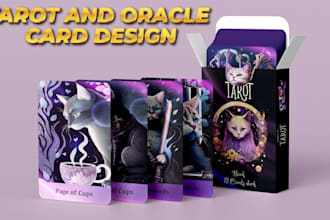 design custom tarot and oracle card illustration, dark gothic occult deck art
