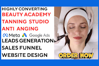 generate beauty academy tanning studio anti aging hair lead and build website