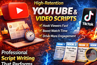 write viral youtube script and video script writing for tiktok or ugc scripts