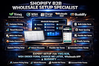 setup shopify b2b wholesale with ymq b2b, wsh order form, buddify